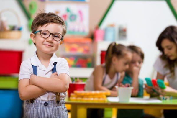 cute boy study in pre-school