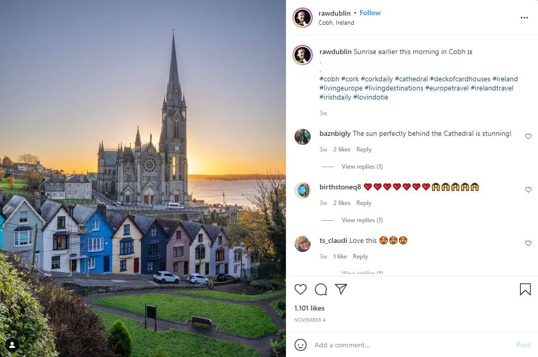 Cobin, Irealand. Sunrise in the moring behind the Cathedral