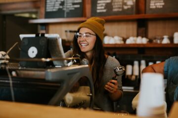 A girl working in the coffee shop