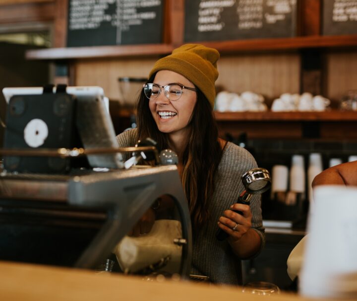 A girl working in the coffee shop