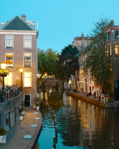 Scenic Evening Canal View in Utrecht, Netherlands